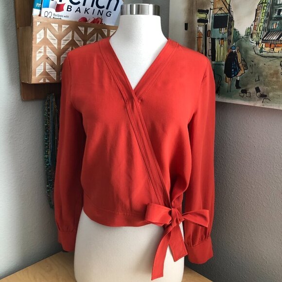 Lily Silk Tops - Lily Silk Burnt Orange Blouse - Quiet Luxury